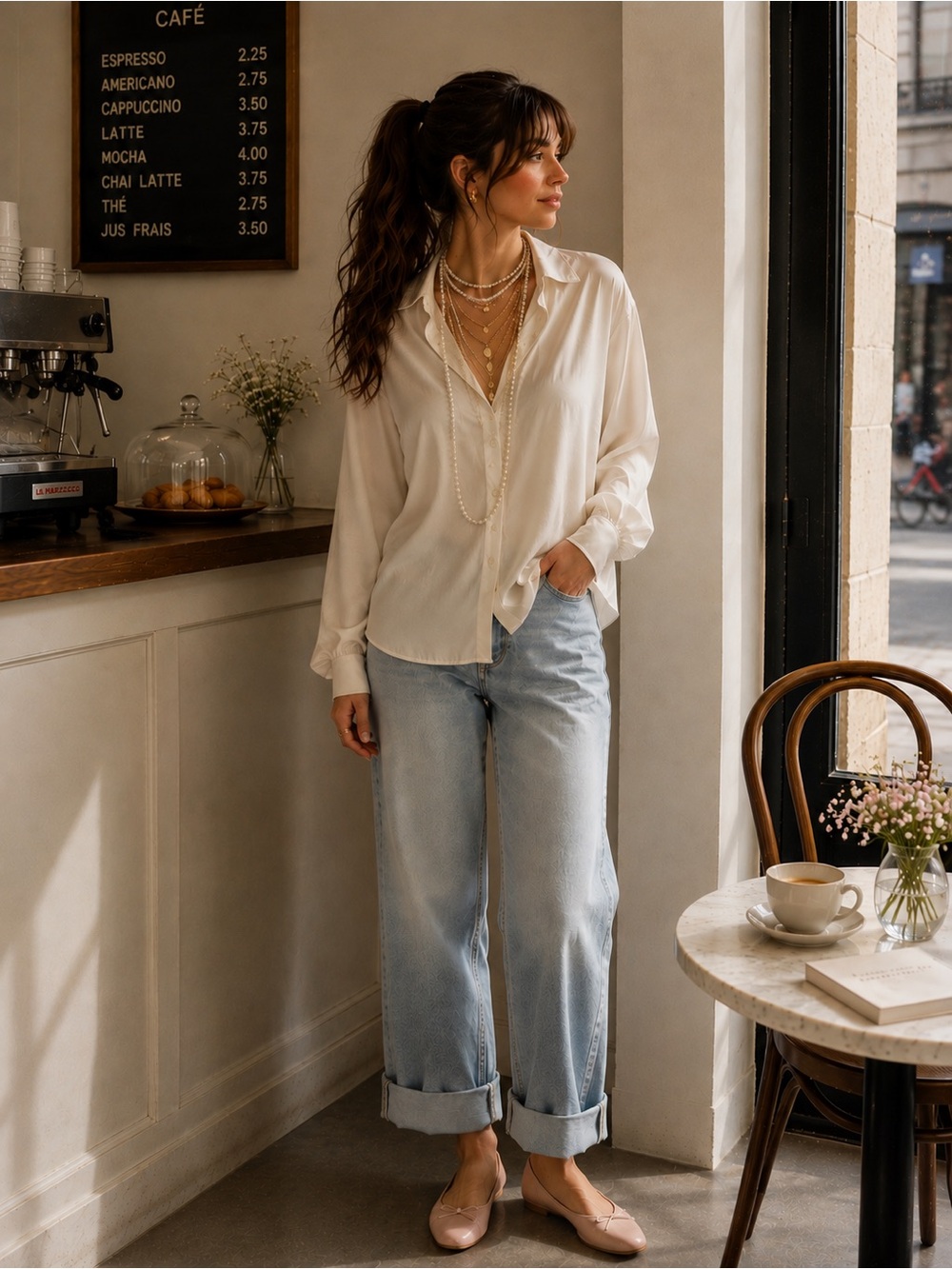 ✨ H&M Ivory Satin Button-Up Blouse Size L - Picture 1 of 8